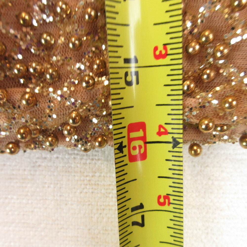Oh Polly Drop Hints Gold Beaded Mini Skirt Size 2 - Picture 11 of 12